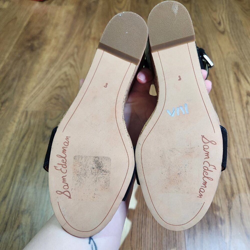 Sam Edelman Black Wedge Sandals with Cork Heel, Size 8M - Picture 9 of 9